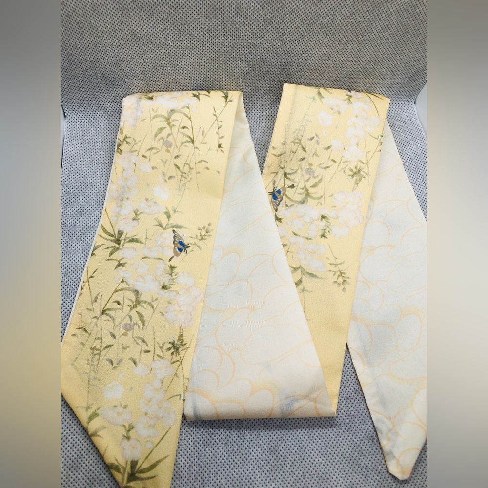 Yellow Floral Scarf with Butterfly Detail